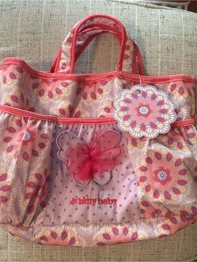 bitty baby Pink Butterfly Diaper Bag
